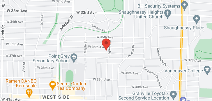 map of 1912 W 36TH AVENUE